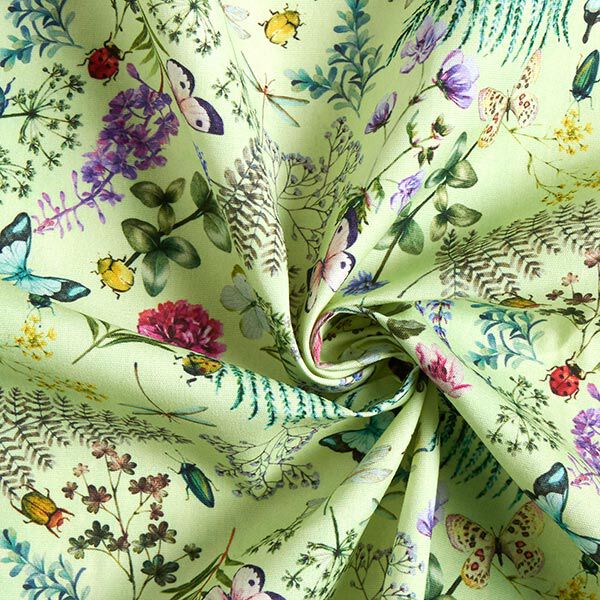 Outdoorstof Canvas wilde bloemen & insecten – pastelgroen,  image number 3
