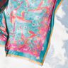 Strandkleding paneel pareo pauwen en bloemen – aquablauw/intens roze,  thumbnail number 2