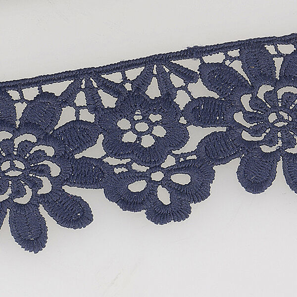 Gebloemde kanten band – marineblauw, image number 1