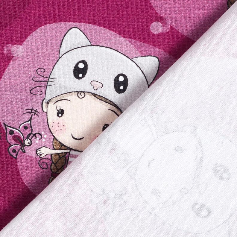 Katoenjersey Kattenmeisje | Glitzerpüppi  – framboos,  image number 4