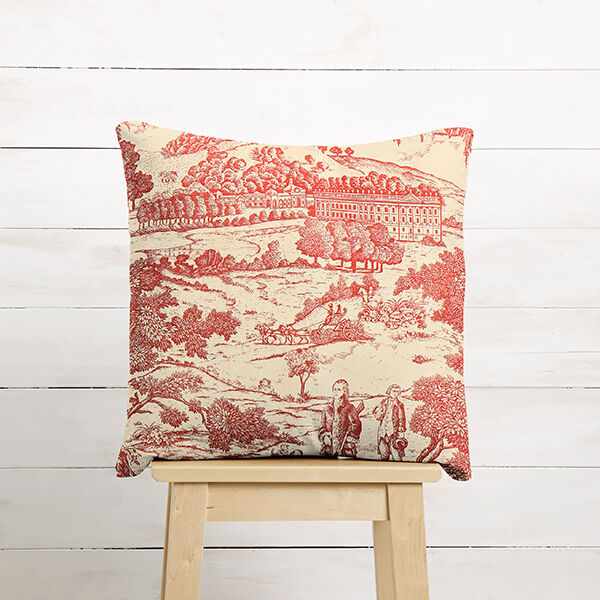 Decostof half panama Toile de Jour – karmijnrood/creme, image number 6