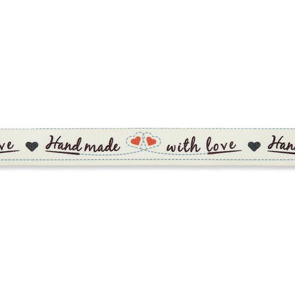 Band Handmade with Love [ 15 mm ] – ecru/rood,  image number 2
