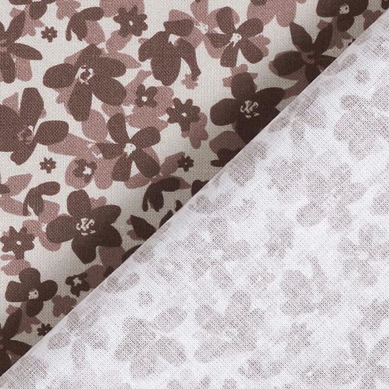 Katoenpopeline bloemenzee – taupe/bruin, image number 4
