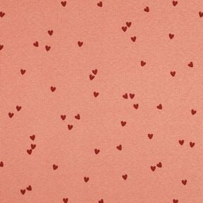 Ribjersey verspreide harten | Poppy Fabrics – zalm/donkerrood, 
