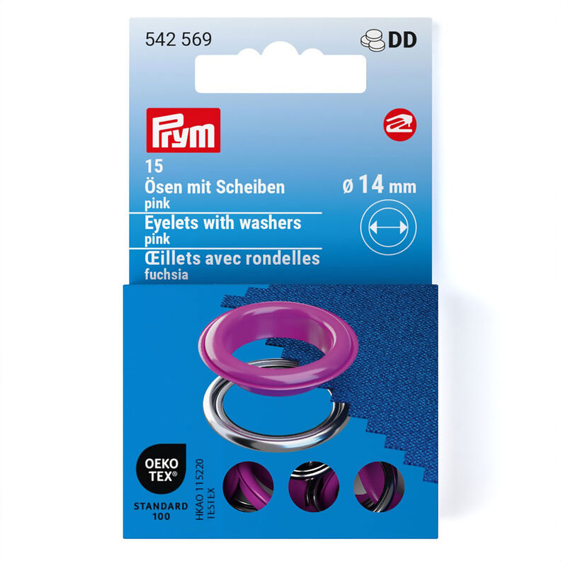 Oogjes met sluitringen [15 stuks | Ø 14 mm] | Prym – pink/zilver metallic,  image number 1