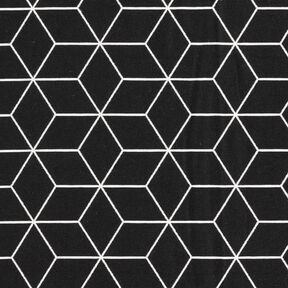 Decostof Jacquard moderne kubussen – zwart/ivoor, 