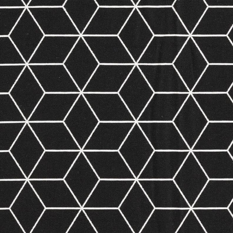 Decostof Jacquard moderne kubussen – zwart/ivoor,  image number 1