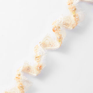 Kanten band Tule bloemen [30 mm] – perzik, 