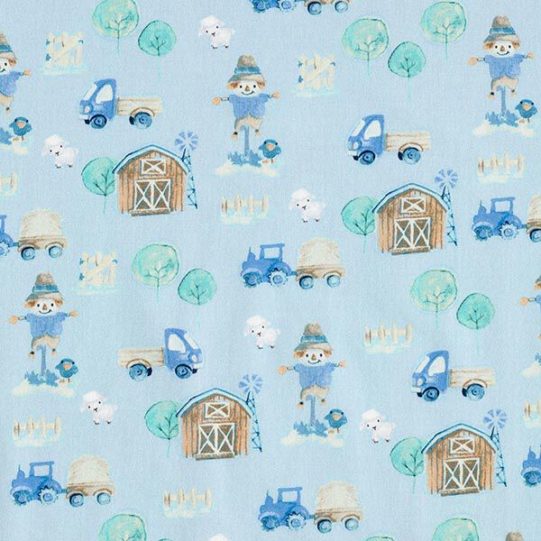 Katoenpopeline Boerderij Digitaal printen – babyblauw, image number 1