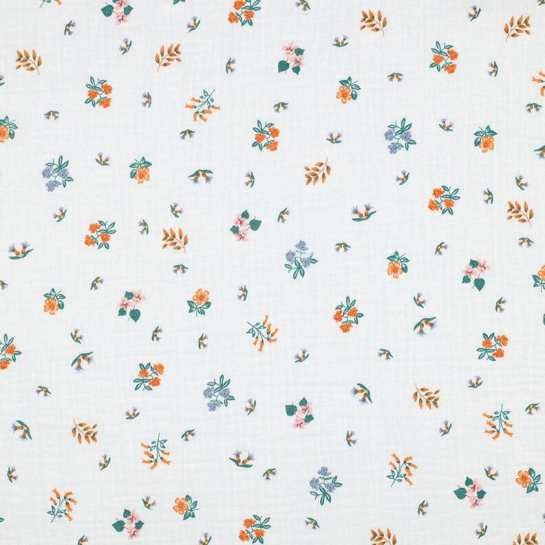 Mousseline/dubbel gehaakte stoffen Bloemetjes | Poppy Fabrics – ivoor/perzik sinaasappel, image number 1
