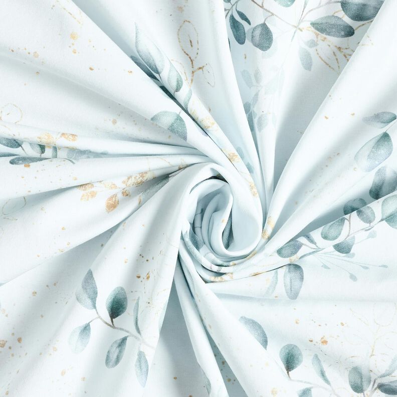 Katoenjersey Eucalyptus | Glitzerpüppi – wit/duifblauw,  image number 3