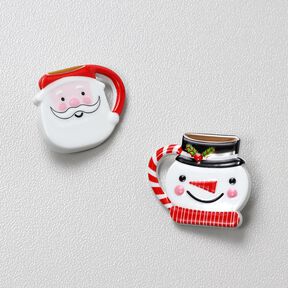 Knoop met oogje Sneeuwpop [25 mm] – wit/rood, 