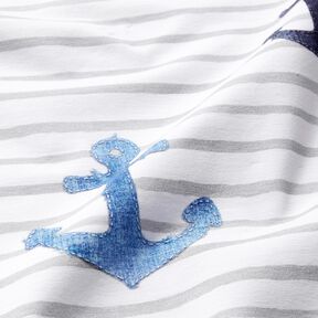 Katoenjersey Ankerpatches | Glitzerpüppi – wit/zilvergrijs, 