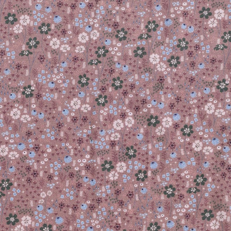 Katoenjersey Bosbloemenweide Digitaal printen – donker oudroze,  image number 1