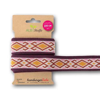 Biologische jacquardbanden Stripe Me Icon [ 200 cm | 3,5 cm ] | Albstoffe – bordeauxrood/oranje, 