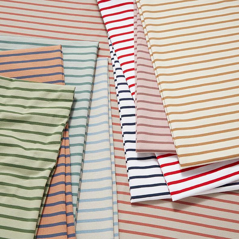 Katoenjersey smalle en brede strepen – wit/rood,  image number 5