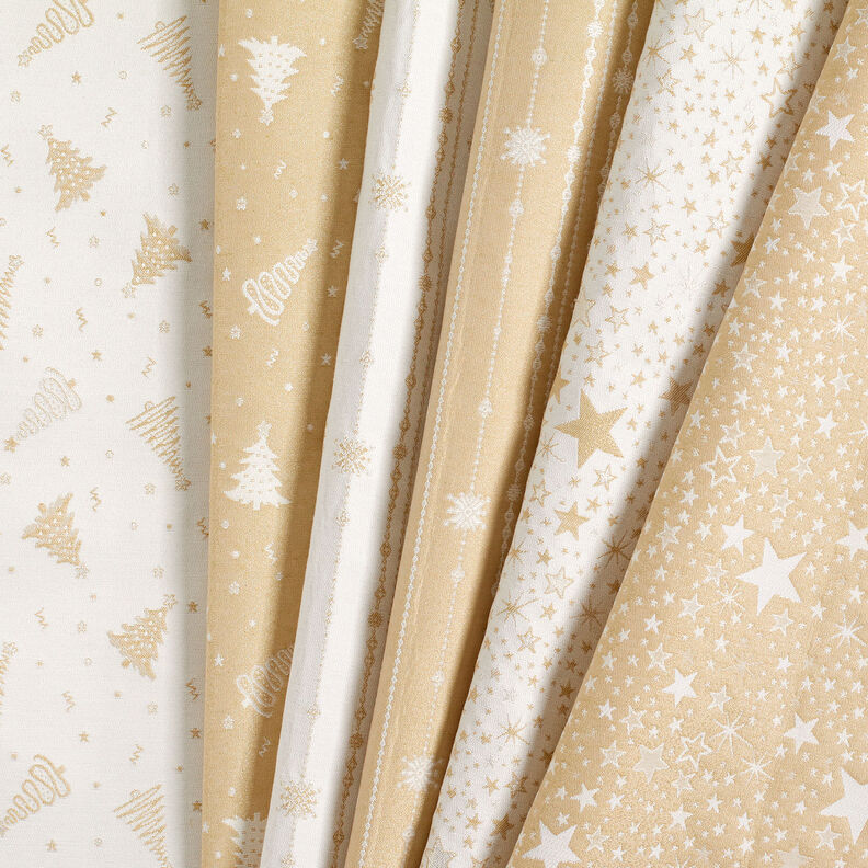 Decostof Jacquard Lurex zee van sterren – lichtbeige/goud,  image number 5