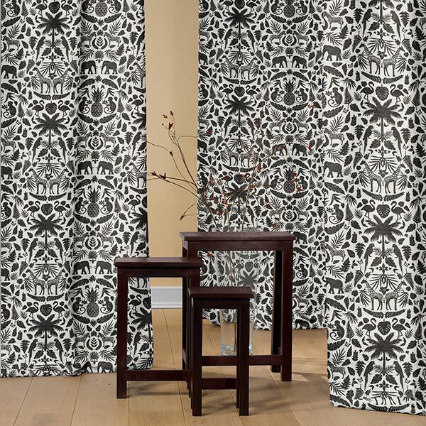 Chenille-Jacquard Barok jungle – zwart/ecru, image number 6