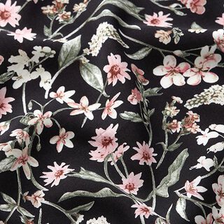 Viscosestof veldbloemen – zwart, 