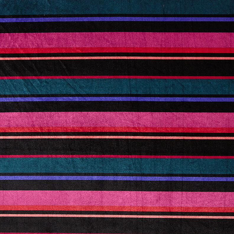 Stretch fluwelen blokstrepen – zwart,  image number 1