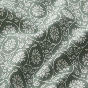 Katoenen stof Cretonne Bloemen en ranken – riet/wit, 