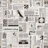 Decostof Half panama Retro krant – wit/zwart,  thumbnail number 1