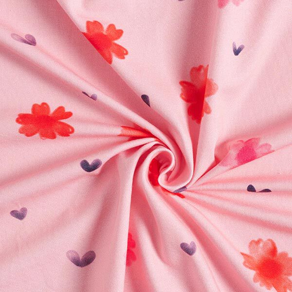 GOTS Katoenjersey Aquarel bloemen | Tula – roze, image number 3
