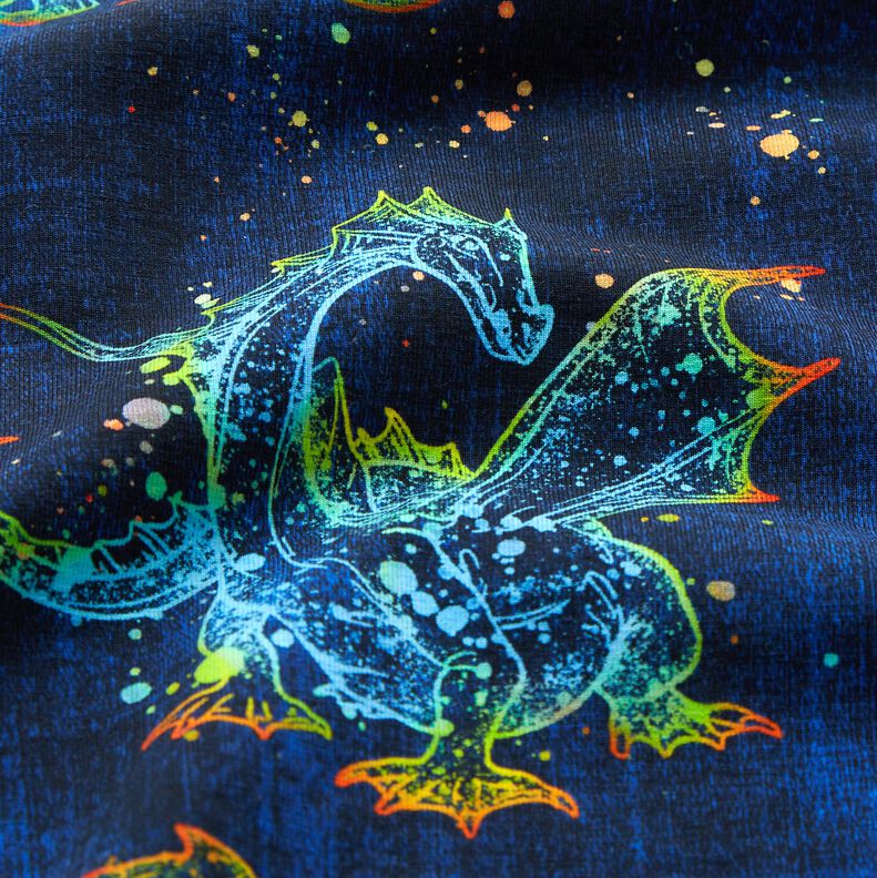 Katoenjersey Jeanslook regenboogdraak | Glitzerpüppi – zwart blauw/indigo,  image number 2