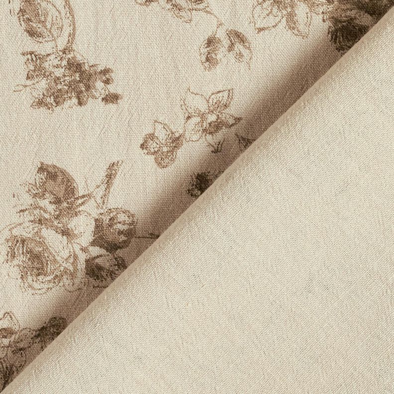 Katoenen stof antieke rozen – licht taupe/duingeel, image number 4