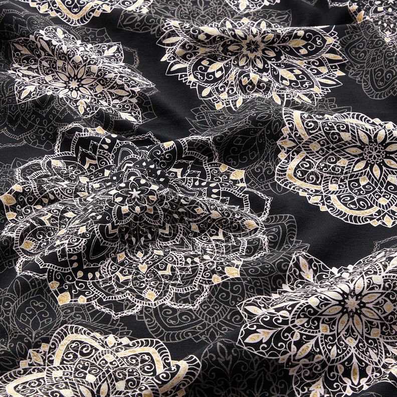 Katoenjersey Mandala‘s | Glitzerpüppi – zwart/zilvergrijs,  image number 2