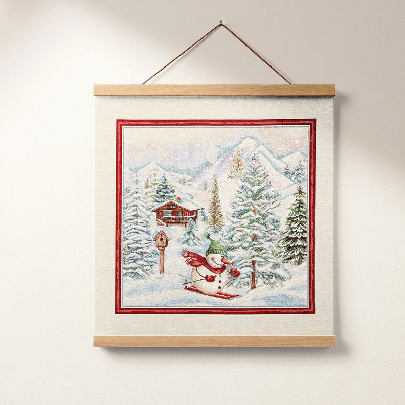 Decopaneel Gobelin Sneeuwman – karmijnrood/lichtbeige, image number 7