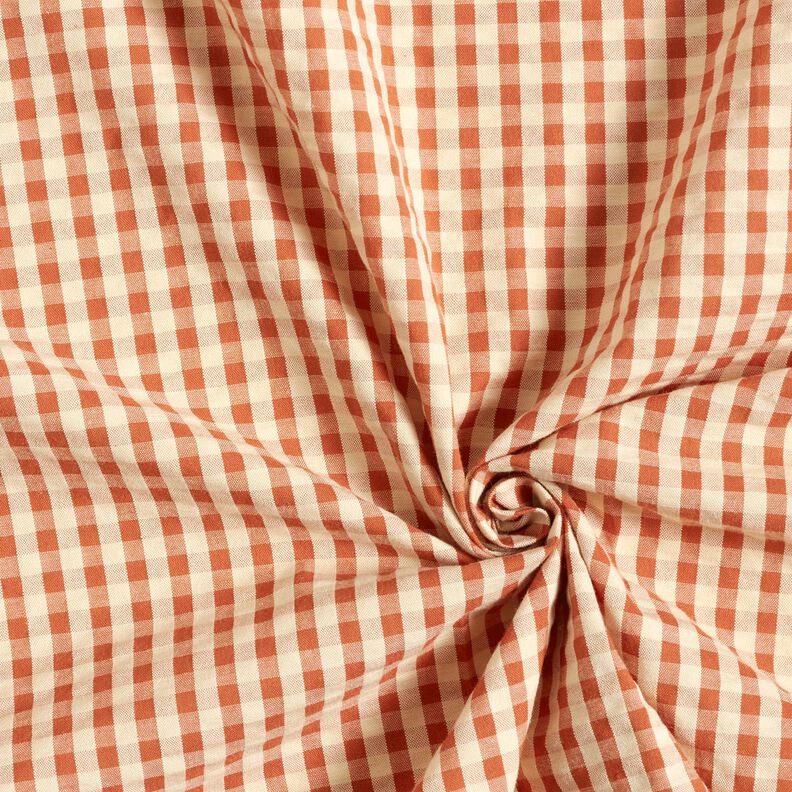 Seersucker Katoen geweven ruit – terracotta/lichtbeige, image number 3