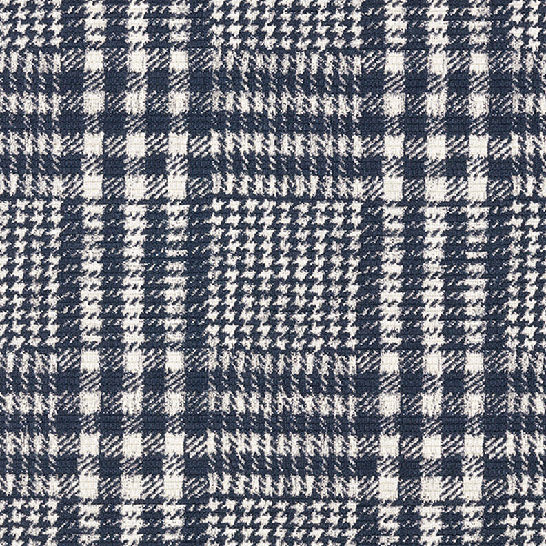 Mantelstof doubleface ruit – marineblauw/wit, image number 1