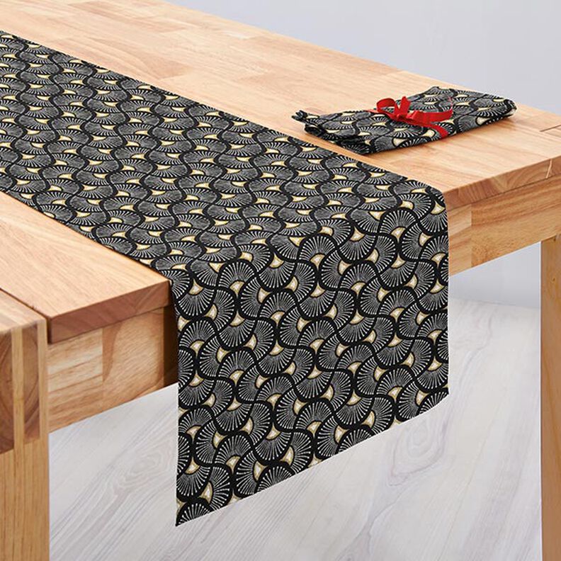 Decostof Jacquard Kleine vakken – zwart/goud,  image number 10