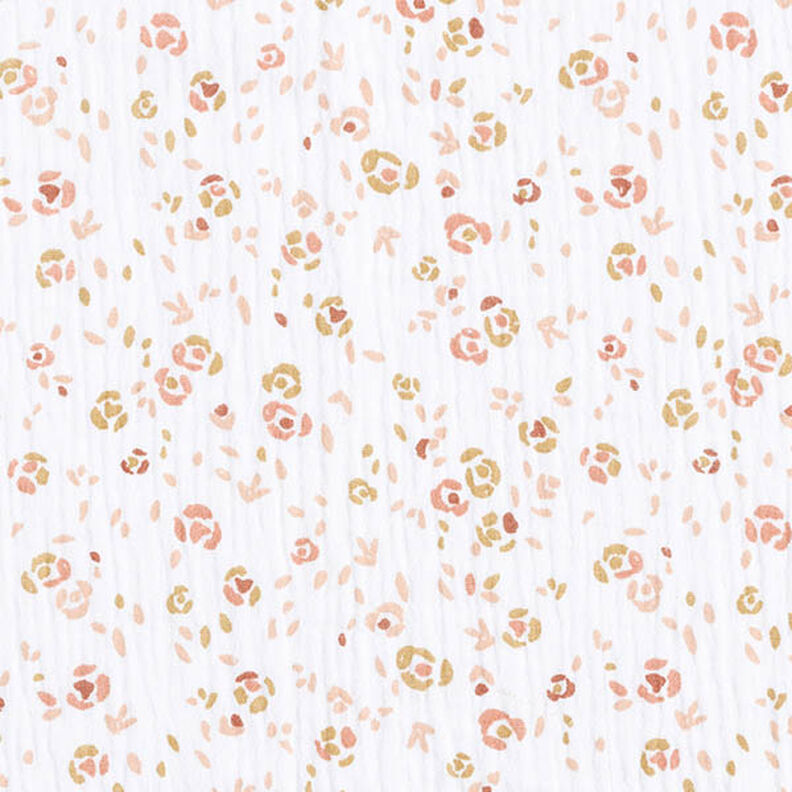 Mousseline/dubbel gehaakte stoffen abstracte bloemen – wit,  image number 1