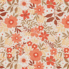 Decostof half panama bloemenpracht – koraal/natuur, 