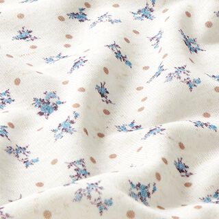 Feinstrickstoff Rosenzweige – wit/blauw, 