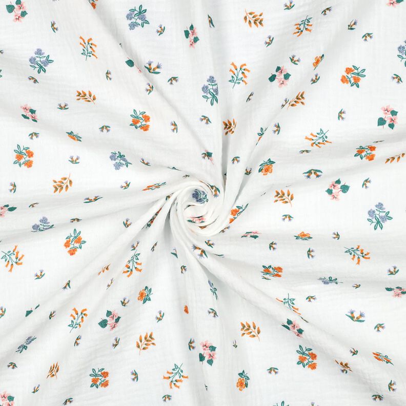 Mousseline/dubbel gehaakte stoffen Bloemetjes | Poppy Fabrics – ivoor/perzik sinaasappel, image number 3