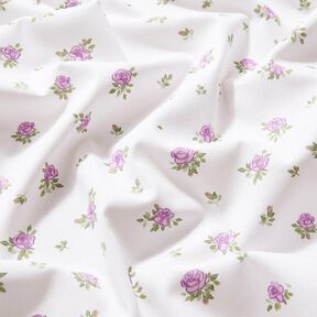 Katoenpopeline Zachte rozen – lavendel/wit, 