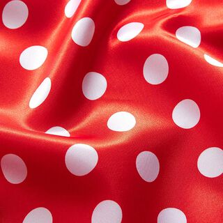 Polyestersatijn grote stippen – rood/wit, 