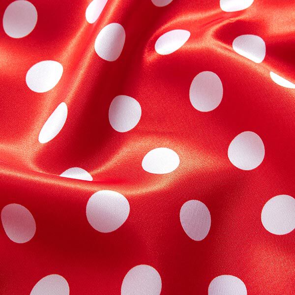 Polyestersatijn grote stippen – rood/wit, image number 2