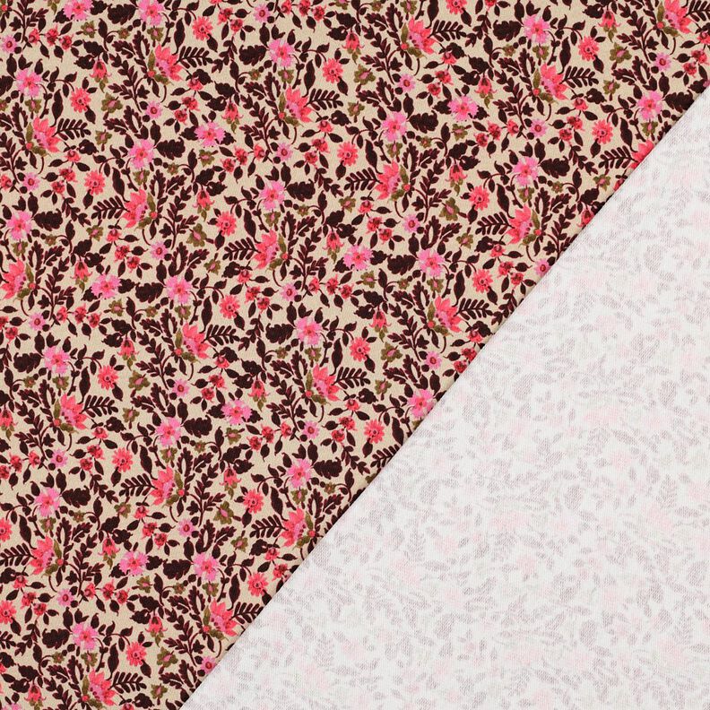 French Terry sommersweat kleine bloemen Digitaal printen – cashew/intens roze,  image number 4