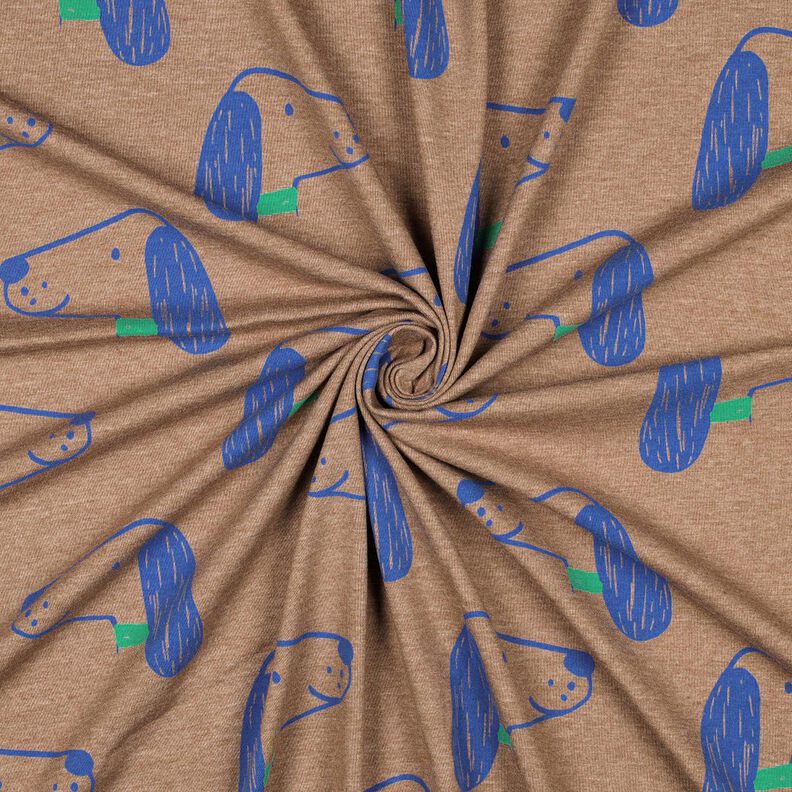 Katoenjersey Honden | Poppy Fabrics – lichtbruin/koningsblauw,  image number 3
