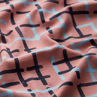GOTS Katoenjersey Ruit | Tula – oudroze, 
