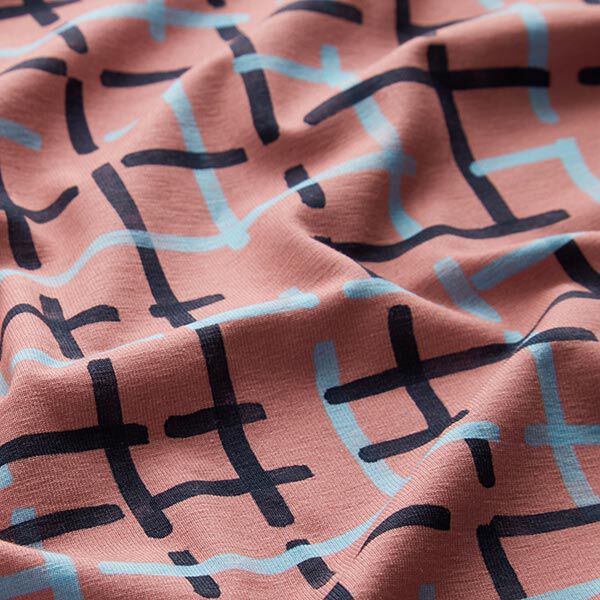 GOTS Katoenjersey Ruit | Tula – oudroze, image number 2
