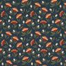 Katoenen stof Popeline delicate bloemen – zwart blauw/terracotta,  thumbnail number 1