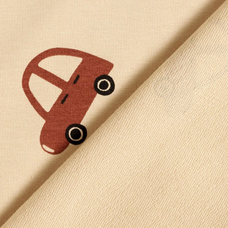French Terry sommersweat grote retro auto's &ndash; creme,  image number 4
