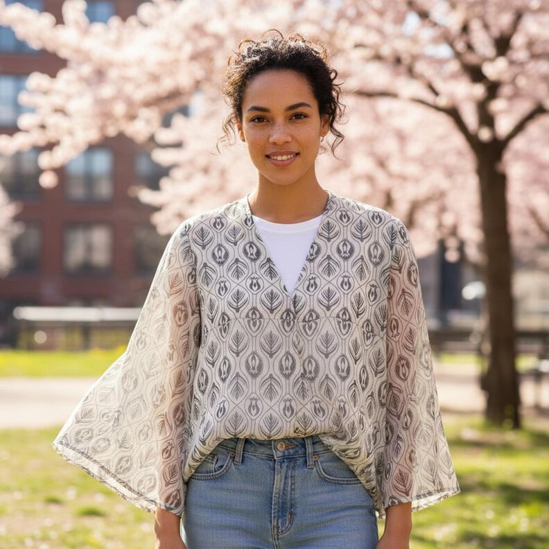 Chiffon art deco-patroon &ndash; zwart/wit,  image number 6