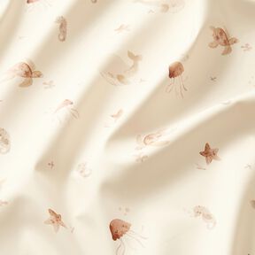 Regenjasstof delicate onderwaterwereld Digitaal printen – creme, 