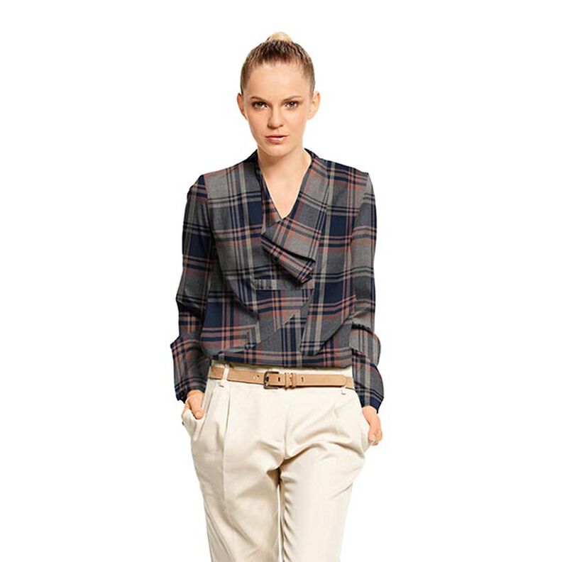 Schotse Ruit Stretch – navy/zalm,  image number 4